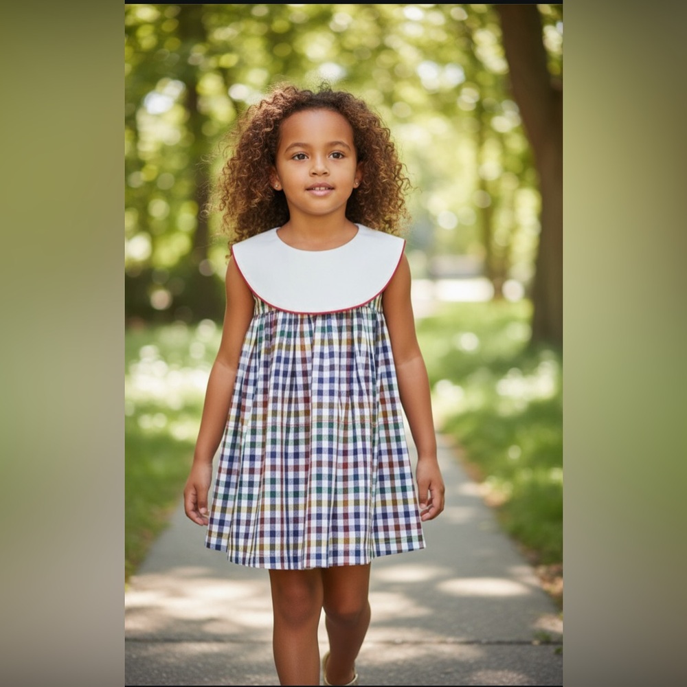 Pique New Orleans Vintage Toddler Girls Multicolor Checkered Fabric Swing Dress